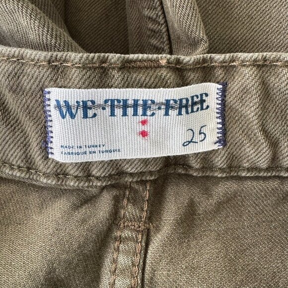 Free People Palmer Cuffed Wide Leg Jeans Mid Rise Washed Green 25 - Picture 7 of 11